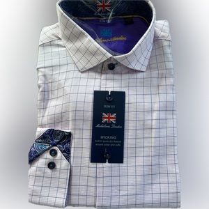 Michelsons London Slim Fit L Pink/Purple Windowpane **NEW**